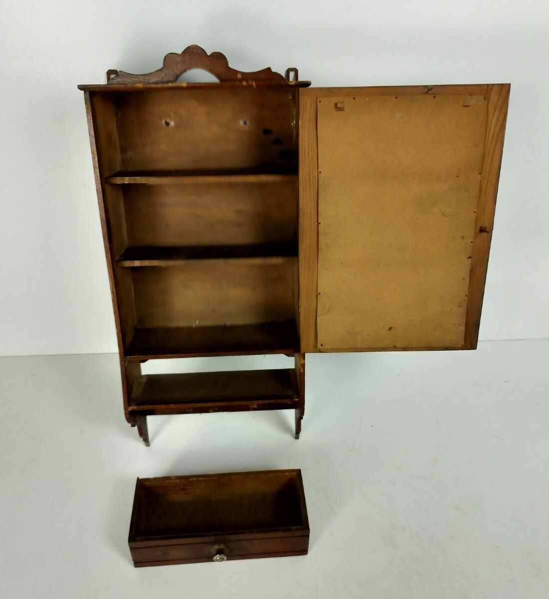 Antique Pharmacy Medicine Apothecary Cabinet Wood Beveled Glass Barn Farmhouse S photo 244.0