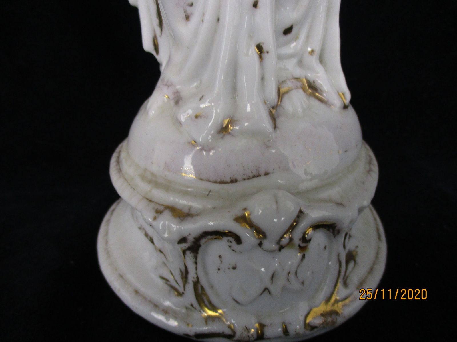 Antique 1900 Vieux Paris Porcelain Bisque Statue Virgin Mary Infant Jesus 9.84&Q photo for sale
