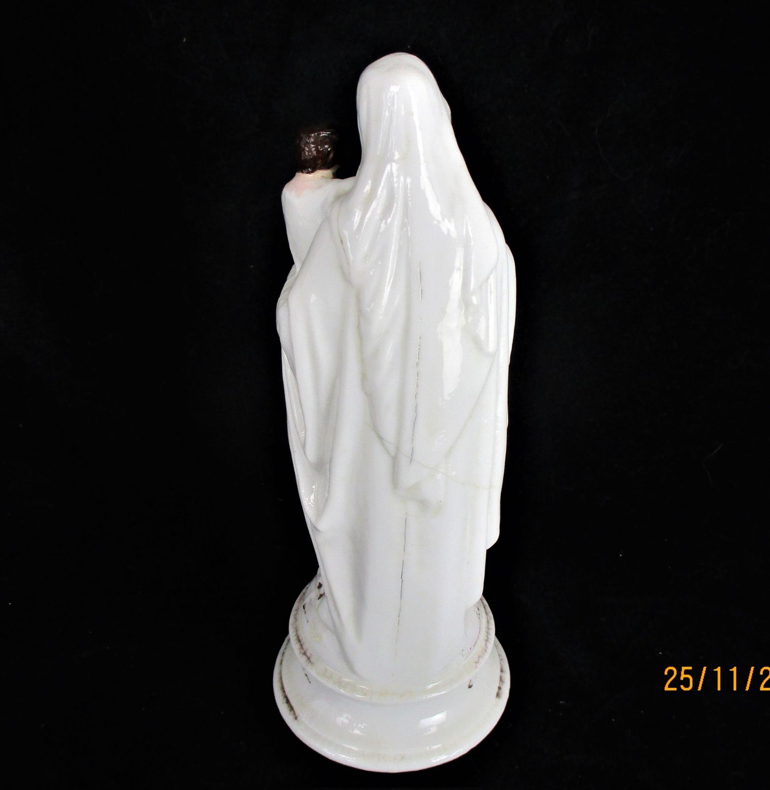 Antique 1900 Vieux Paris Porcelain Bisque Statue Virgin Mary Infant Jesus 9.84&Q photo vinterior