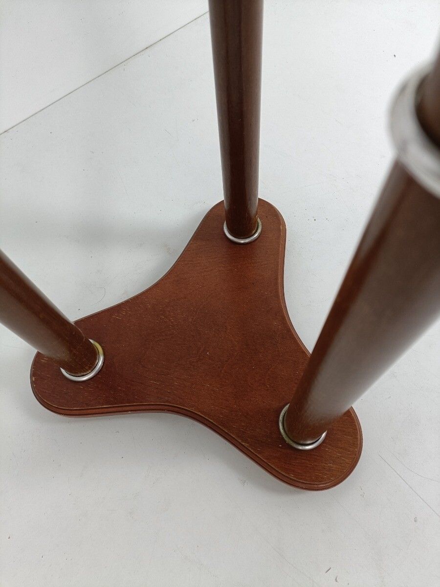 Vintage Pedestal Plant Stand Side Table Column Brass Trims Marble Top Wood Beaut photo Furniture
