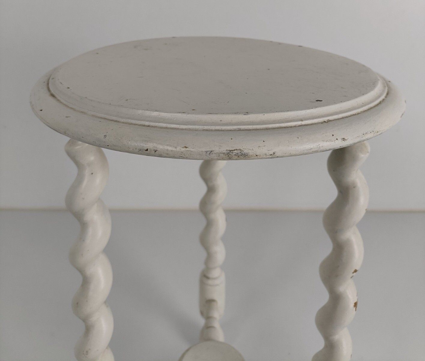 Barley Twist Wooden Two Tier Side Table Pedestal Plant Bonsai Stand Painted Whit photo vinterior