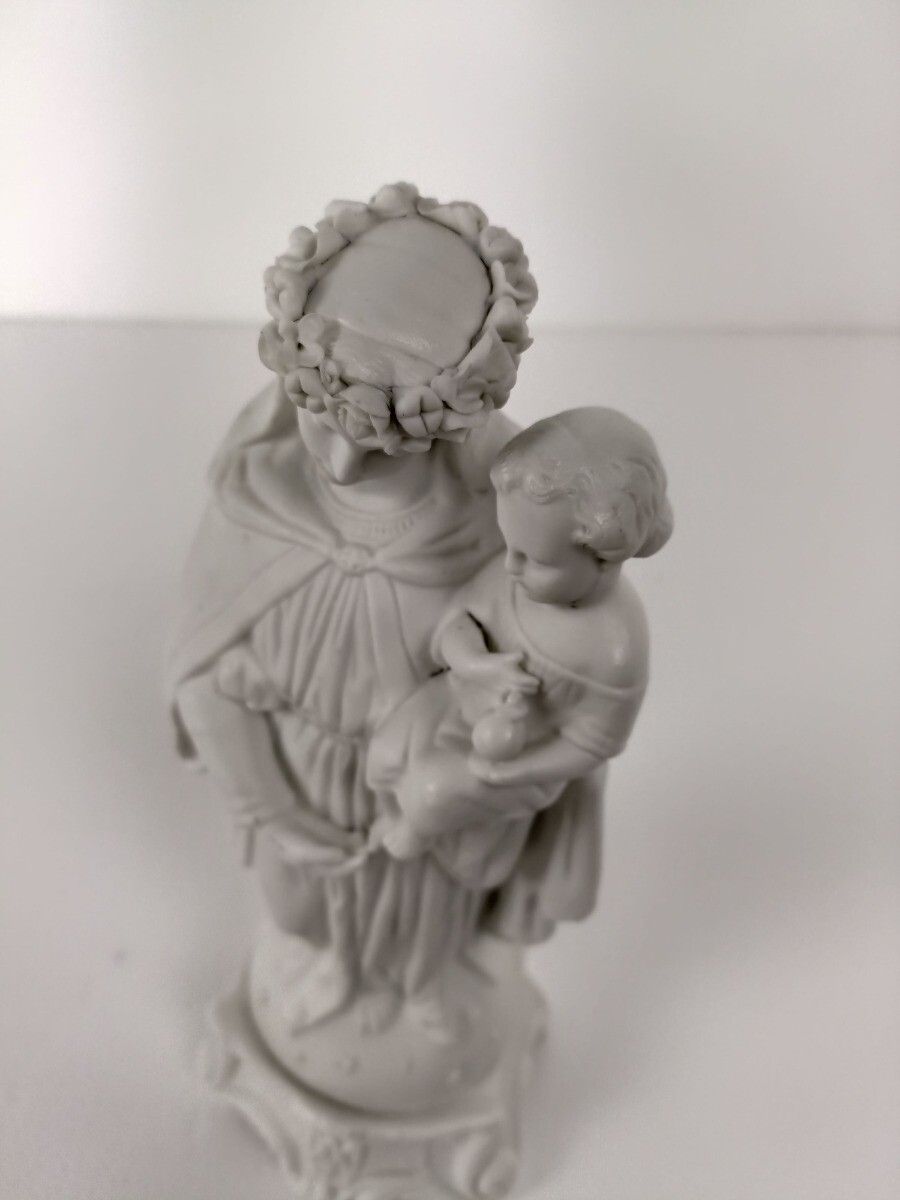 French Antique 1900 Bisque Statue Virgin Mary Our Lady Infant Jesus Exquisite  F photo buy