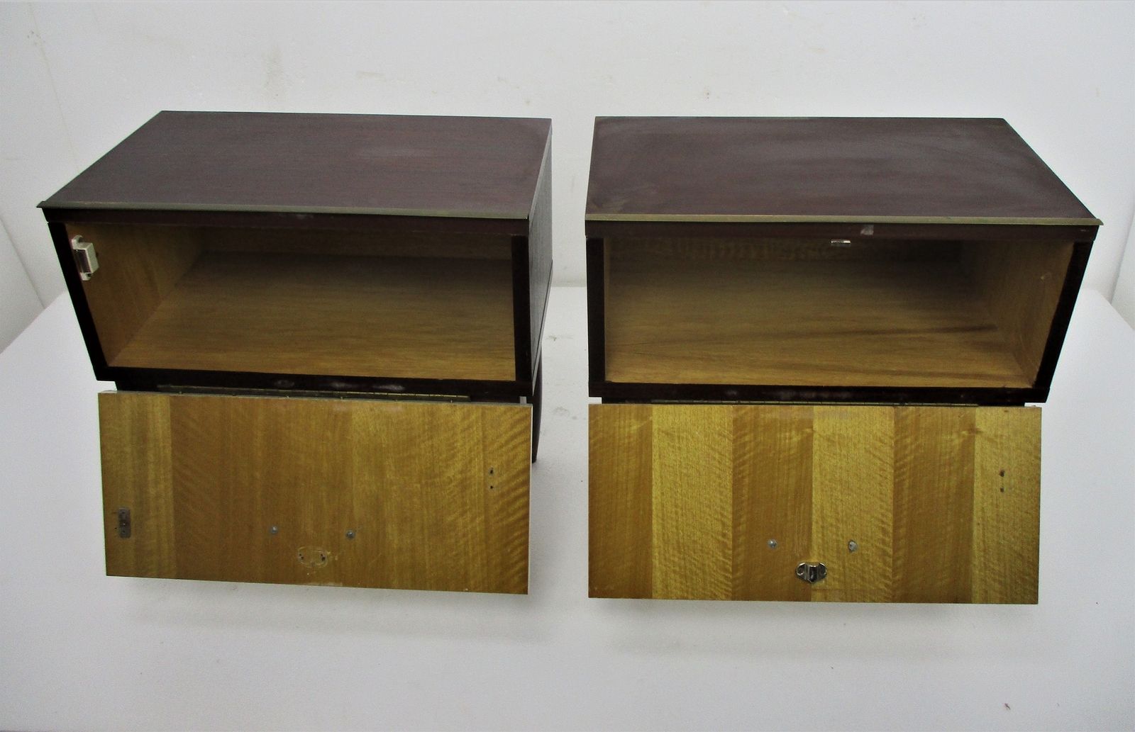 Pair Couple Double Vintage Nightstands End Tables Mid Century Modern Wood Retro photo buy