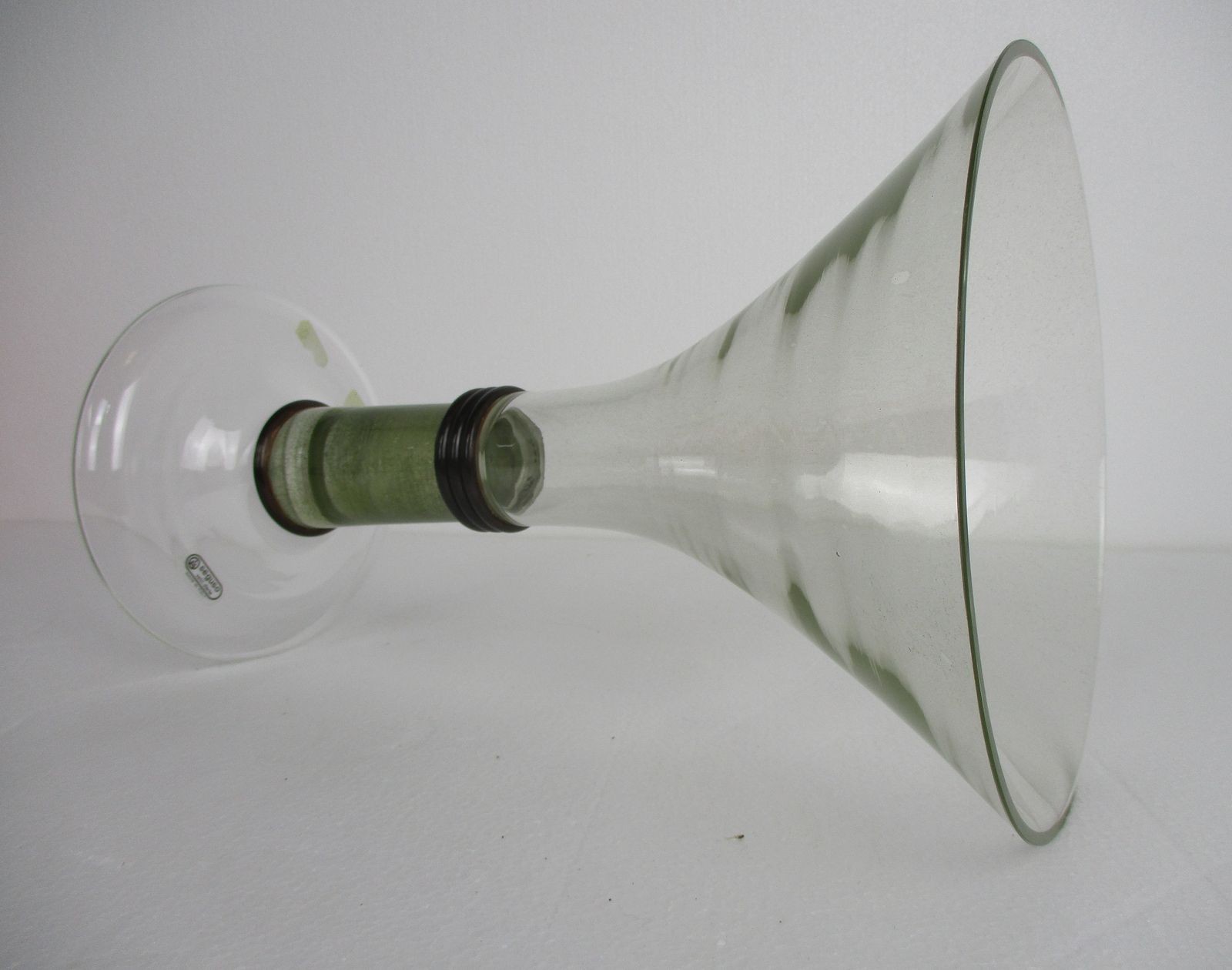Vintage Art Glass Italian Vase Seguso Vetri D'arte Clear Silver Signed Gorge photo 526.0
