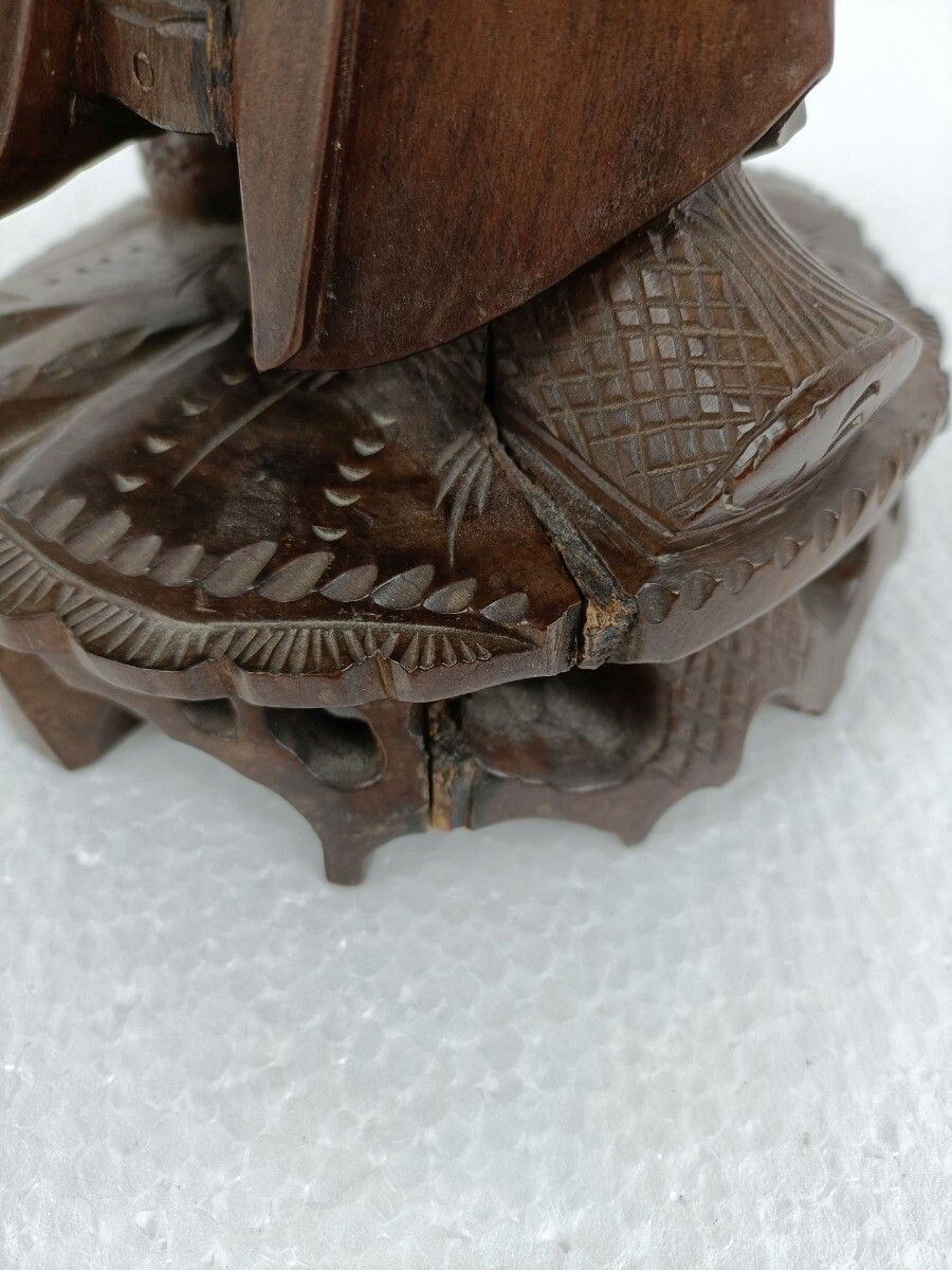 photo furniture Chinese Rosewood Hand Carved Wooden Figurine Sculpture Winged Warrior