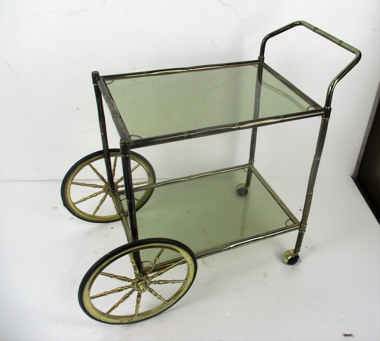 Bar Cocktail Tea Cart Trolley Hollywood Regency Kitchen Island Brass Bamboo Styl photo furniture