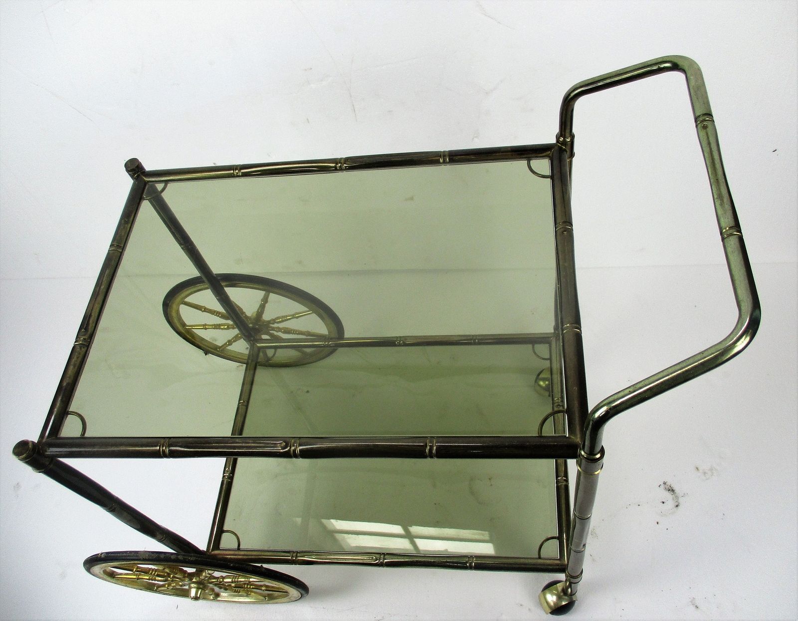 Bar Cocktail Tea Cart Trolley Hollywood Regency Kitchen Island Brass Bamboo Styl photo vinterior