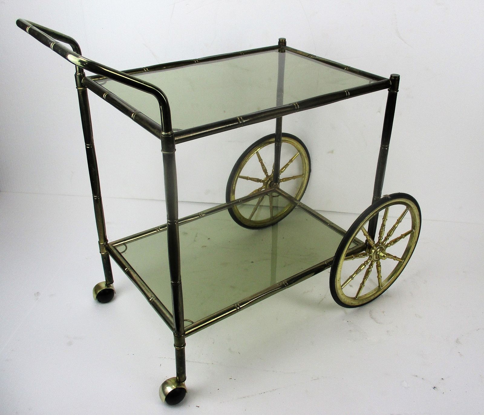 photo furniture Bar Cocktail Tea Cart Trolley Hollywood Regency Kitchen Island Brass Bamboo Styl