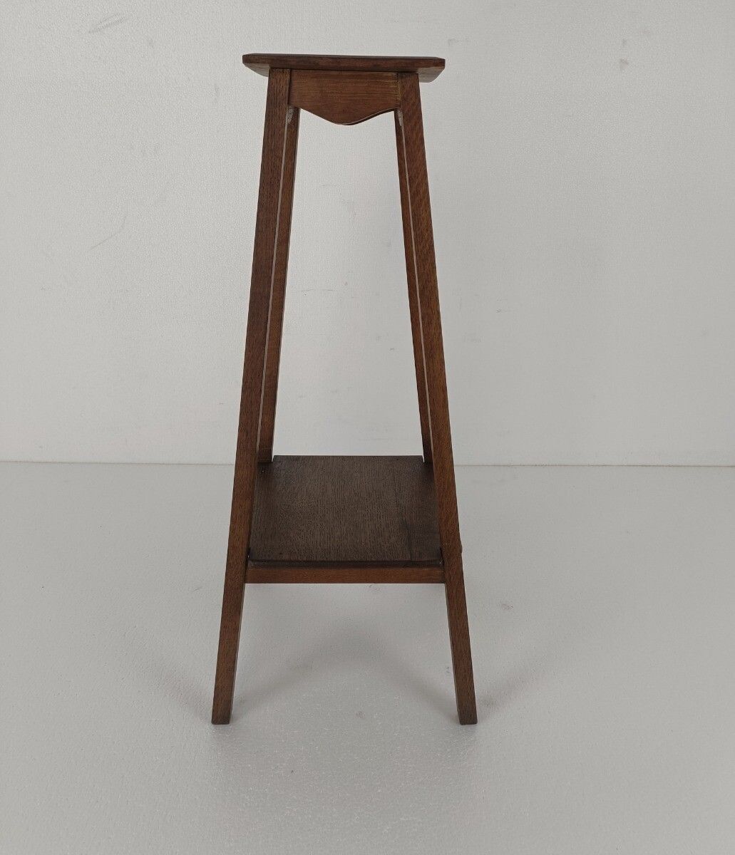 Vintage Wood Oak Pedestal Display Table Plant Bonsai Stand Two Tier Barn Country photo 142.0
