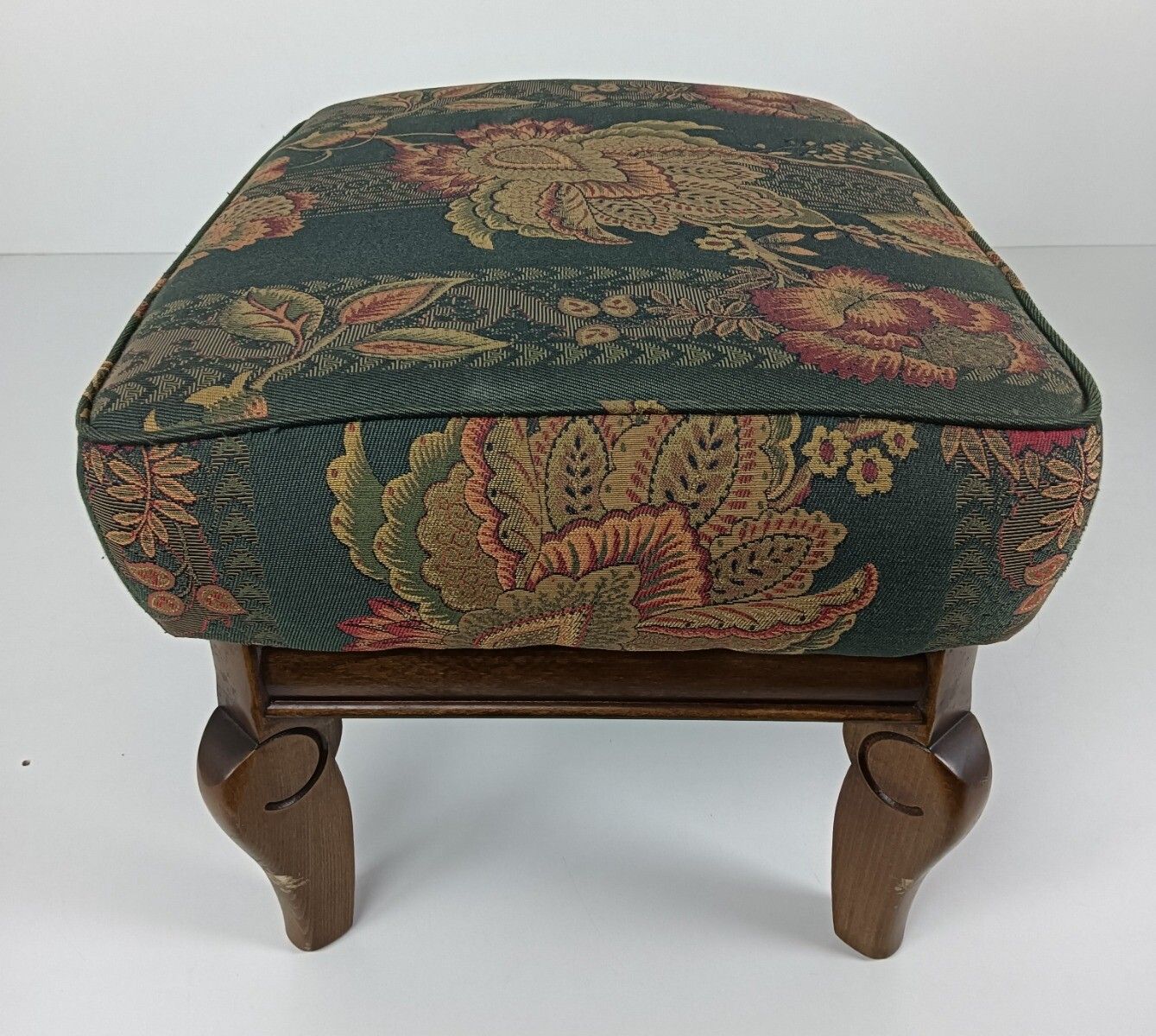 Special Adjustable Foot Stool Rest Ottoman Wood Tapistry  Fabric Funky Rare photo vinterior