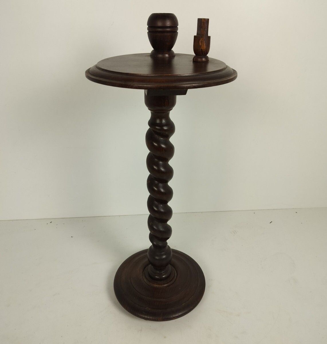 Hand Carved Ornate Wood Barley Twist Pedestal Smokers Side Plant Stand Table Far photo furniture