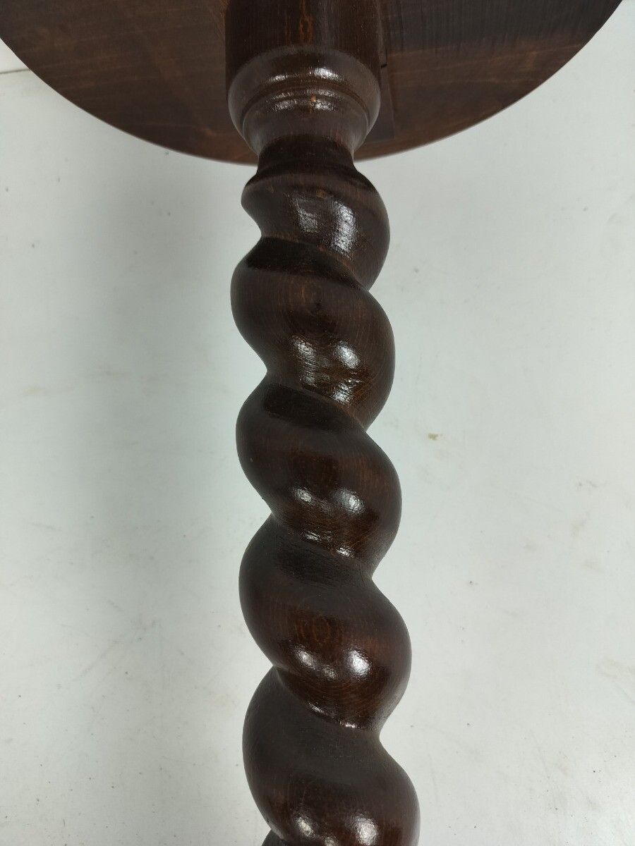 Hand Carved Ornate Wood Barley Twist Pedestal Smokers Side Plant Stand Table Far photo Furniture