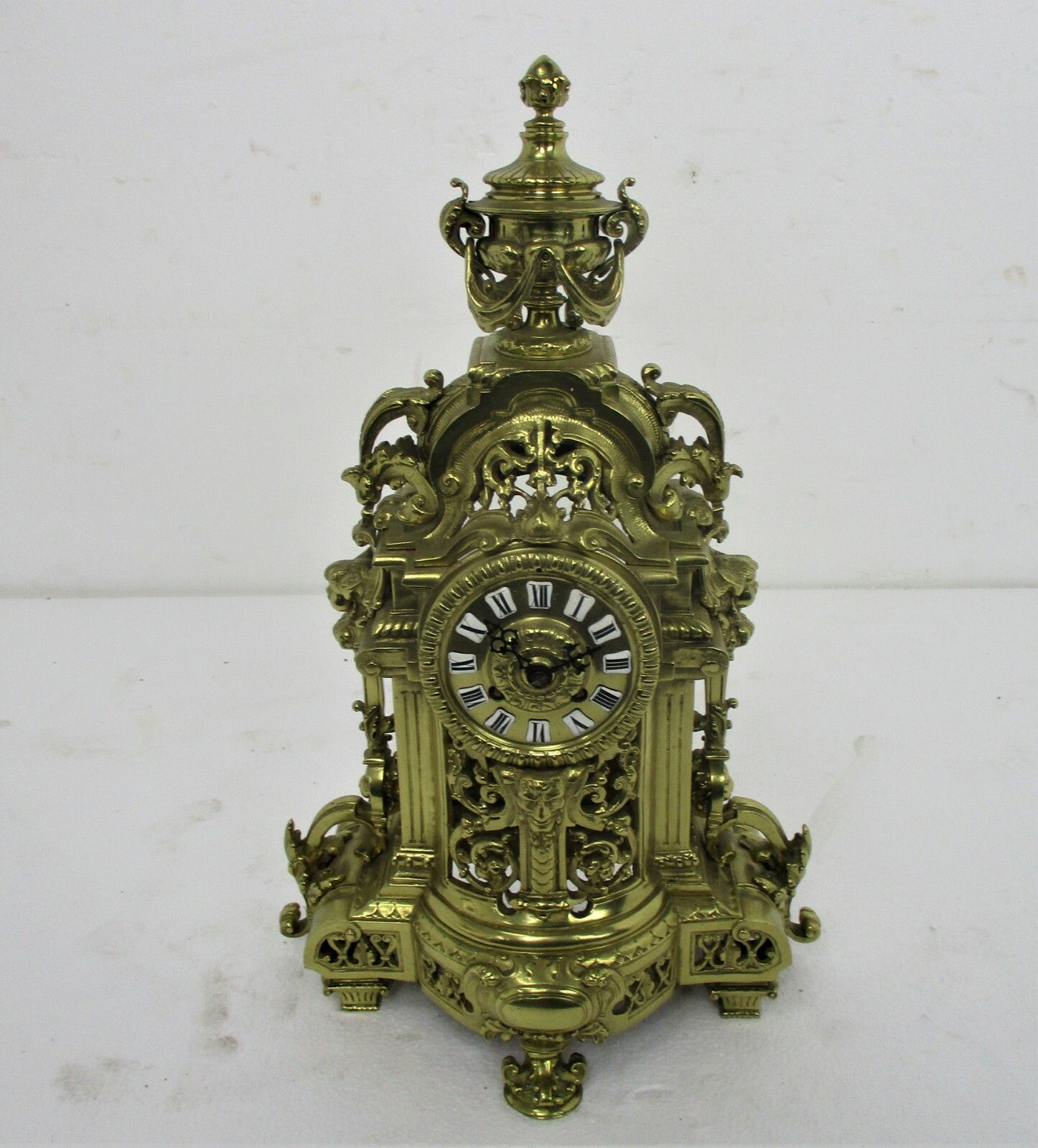 3 Piece Garniture Mantle Set 5 Arm Candelabras Clock Set Working Ornate Antique photo vintage
