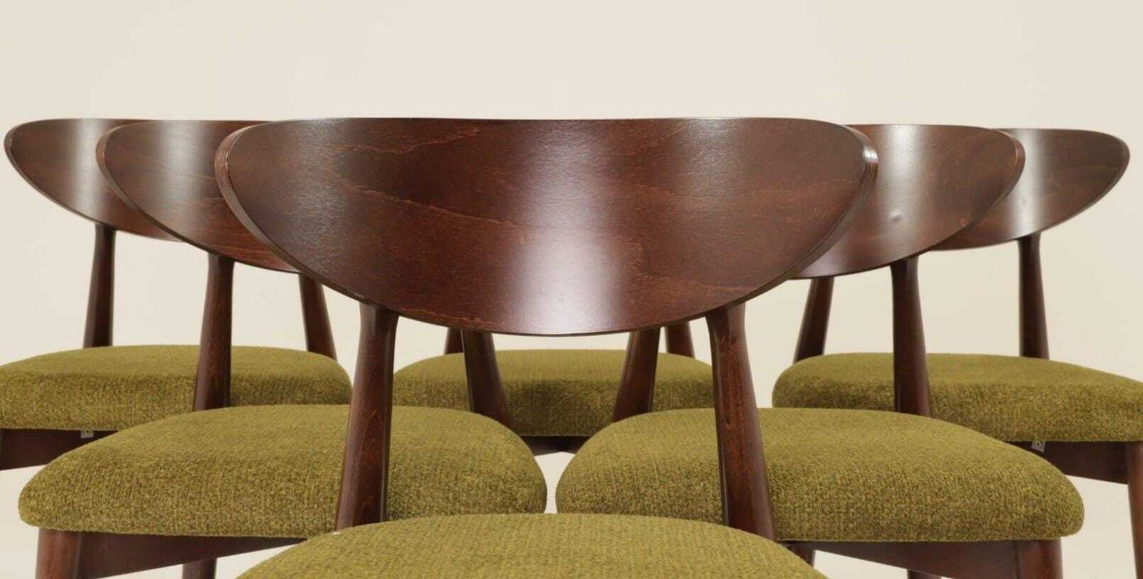 photo for sale Dining Chairs Set Of 6 , Dark Walnut Green Grass Upholstery, Natural Design