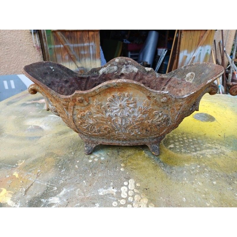 Pair Of Enamelled Cast Iron Planters From 1900 From Charleville Mézières photo for sale
