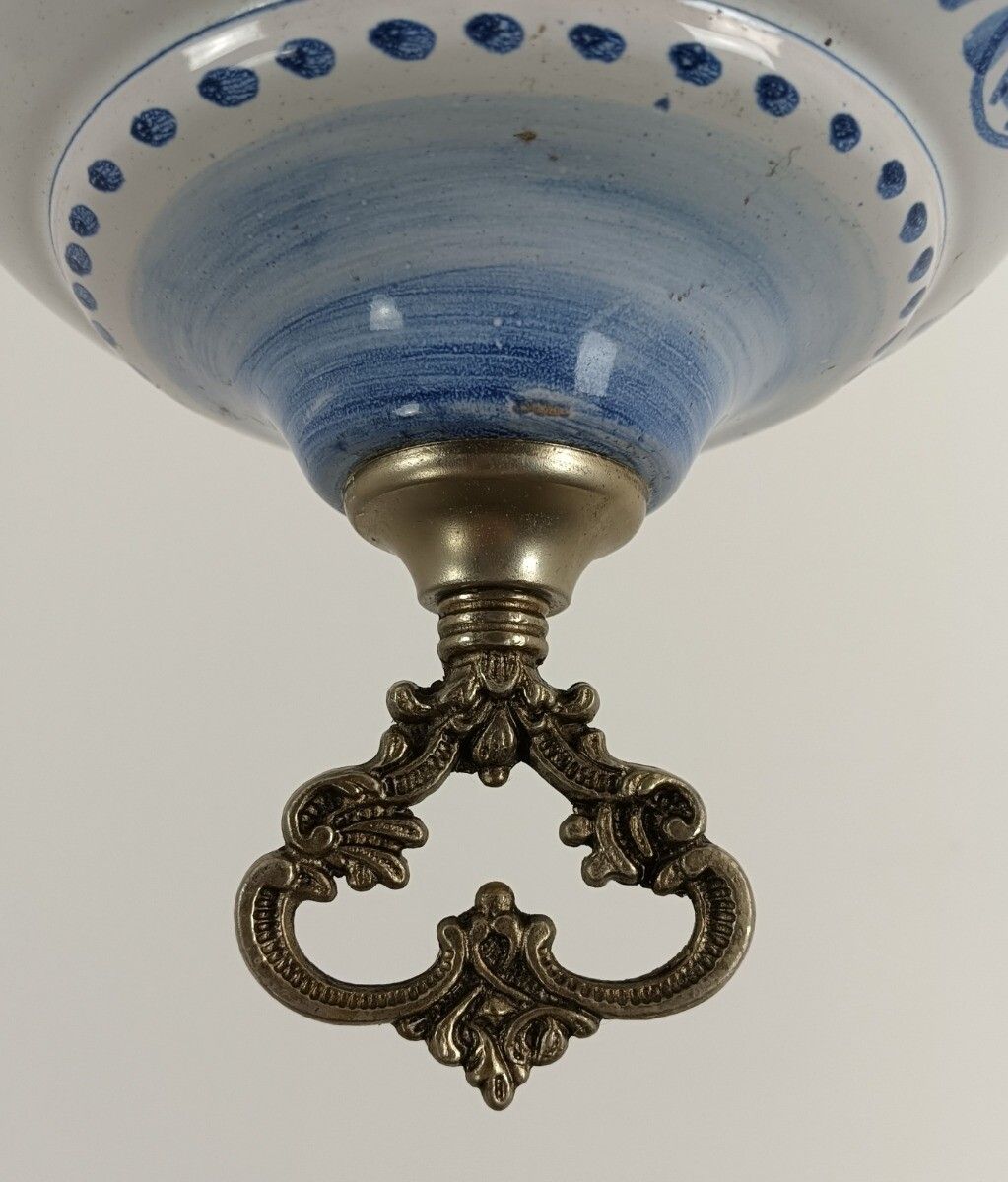 Gorgeous Delft  Chandelier Blue White With Lampe Belge Antique French Country St photo 607.0