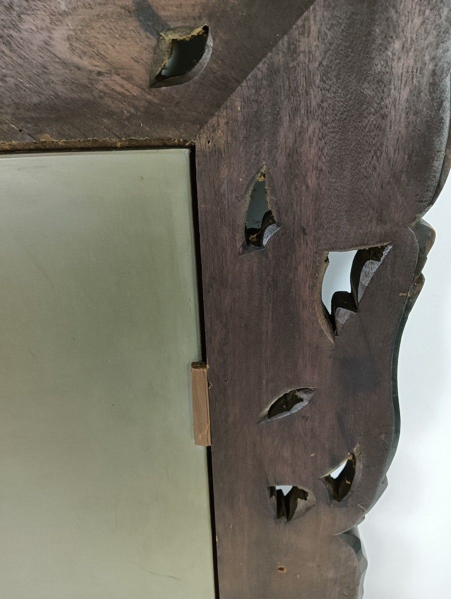 Large Mirror Hallway Bathroom Bedroom Hand Carved Wood Antique photo vintage