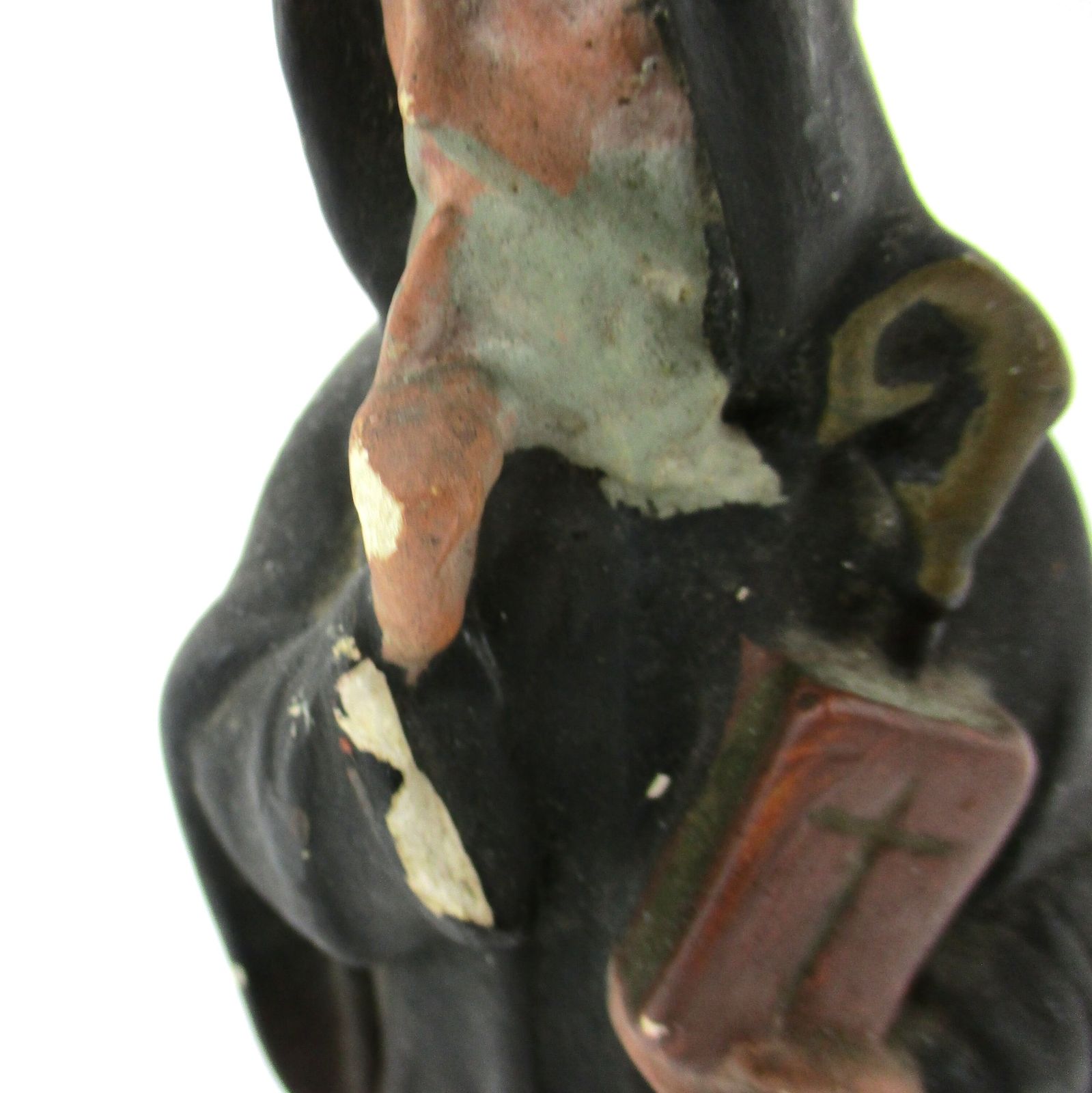 Vintage Statue Figurine St Saint Benedict Of Nursia Raven Plaster Gothic Htf 8.6 photo vinterior