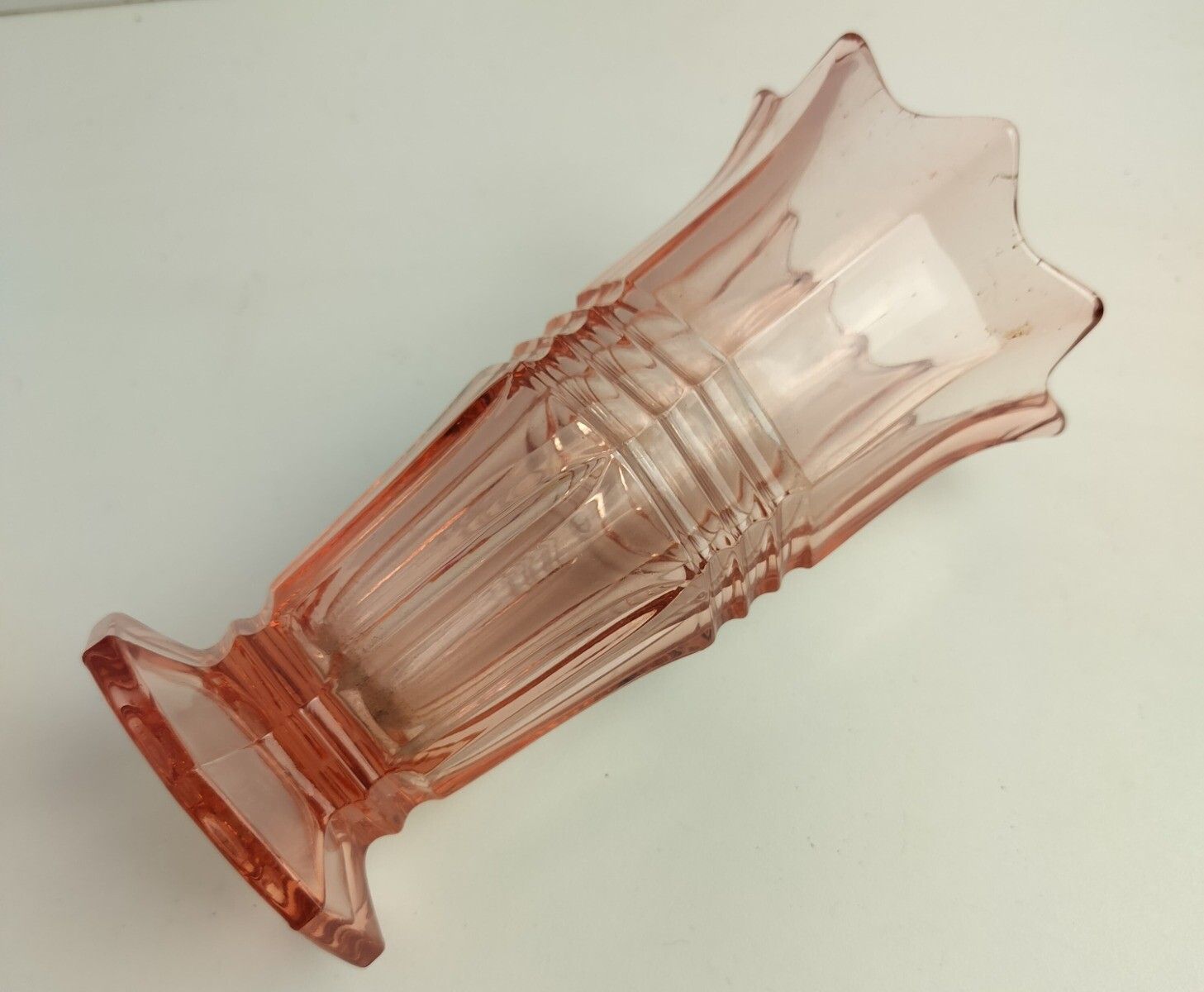 Antique Art Deco  Pink Depression Glass Vase Beautiful Collector photo for sale
