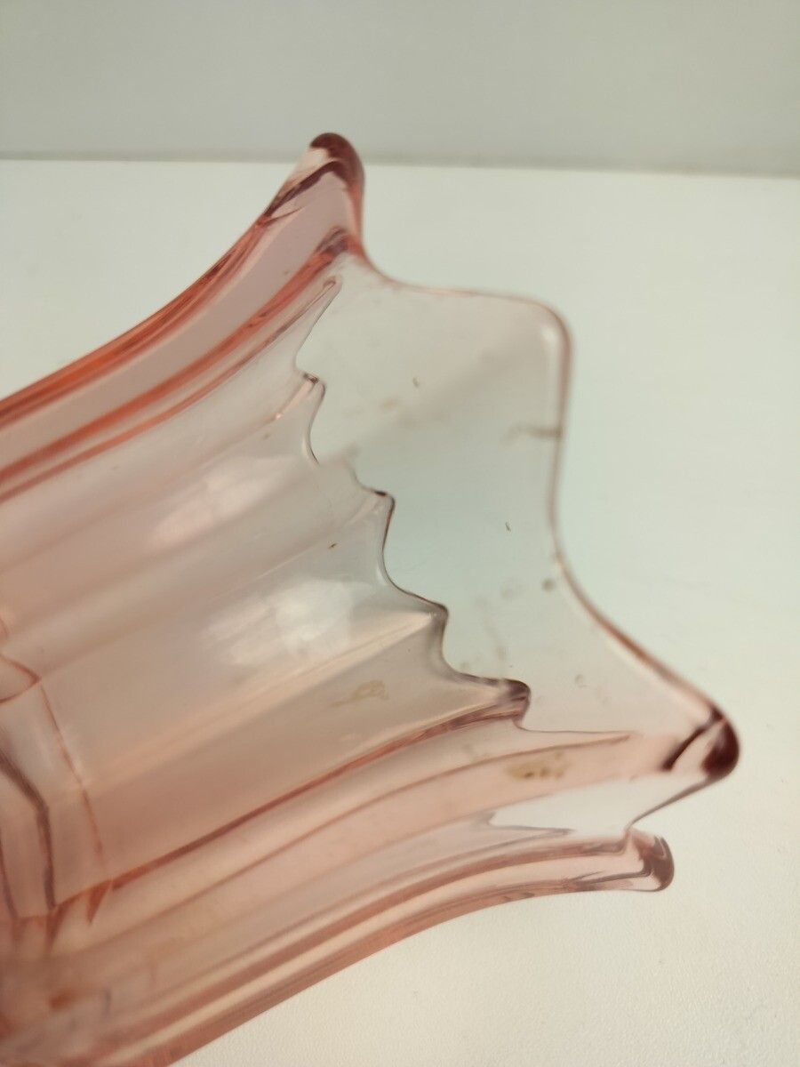 Antique Art Deco  Pink Depression Glass Vase Beautiful Collector photo Home Decor