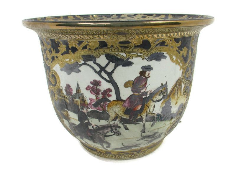 photo furniture Antique Planter Flower Pot Jardiniere  Limoges Sèvres Style Chinoiserie Hunters