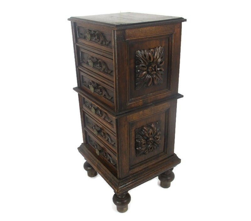 Chest Of Drawers Dresser Cabinet Night Stand Ornate Carved Wood Antique Wow photo furniture