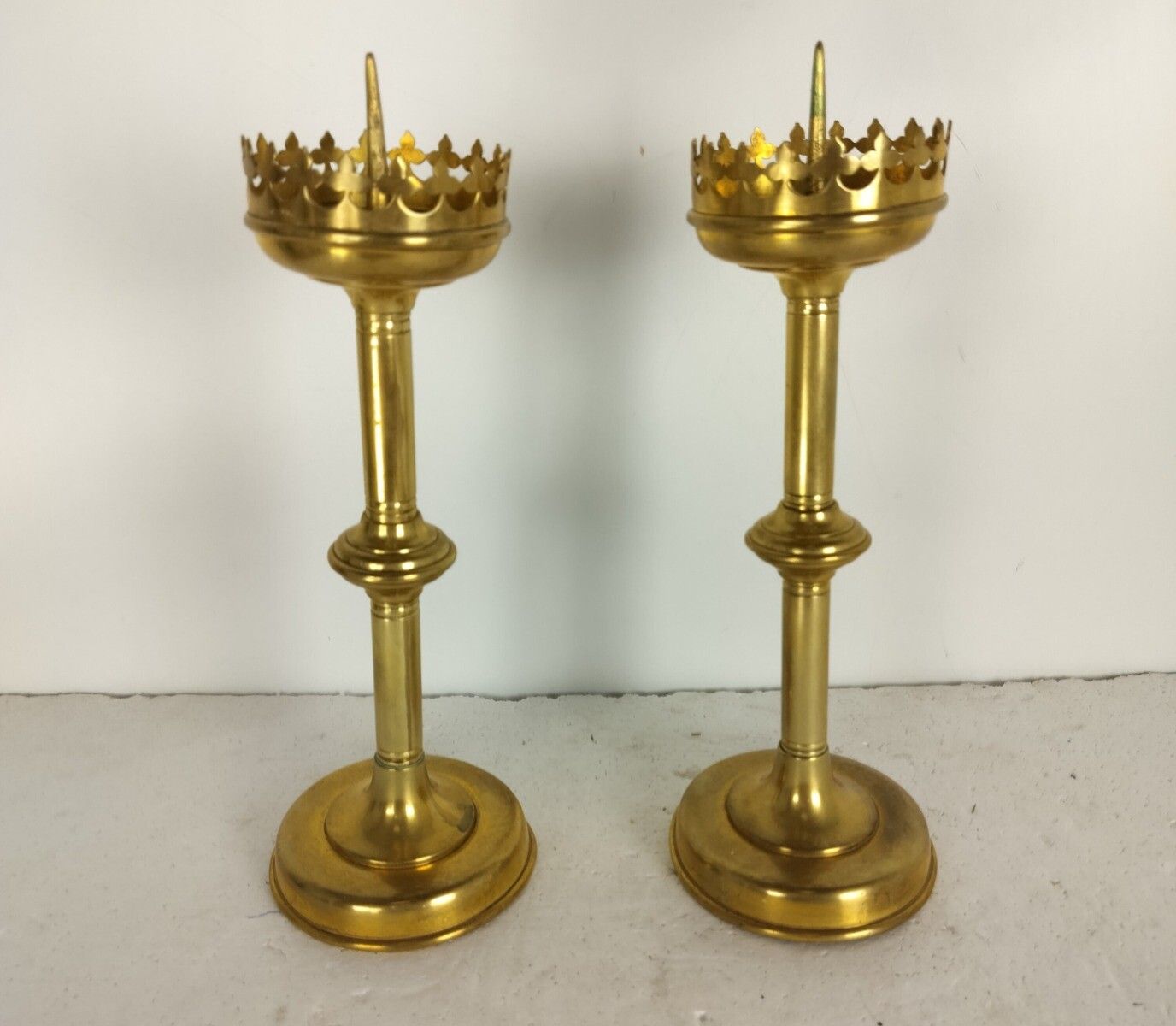 Antique Couple Small Ornate Gothic Brass Candle Sticks Candle Holders Lovely photo furniture