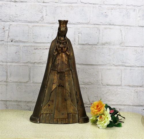 Art Deco Virgin Mary Holy Mother Madonna With Infant Child Plaster Antique photo furniture