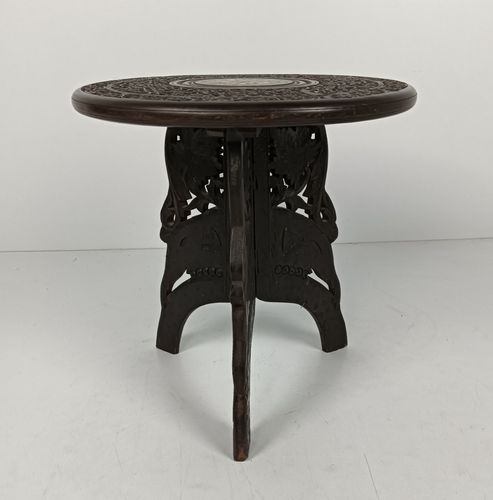 Lovely Ornate Carved Wooden Plant Stand Pedestal Side Table Bonsai Table Inlay V photo furniture