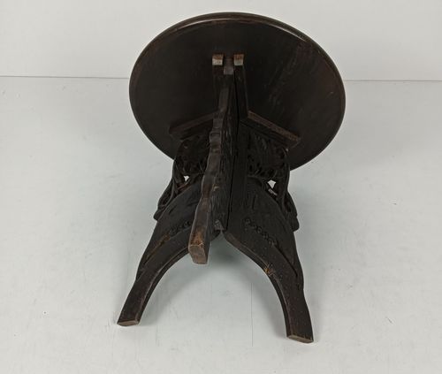 Lovely Ornate Carved Wooden Plant Stand Pedestal Side Table Bonsai Table Inlay V photo vintage
