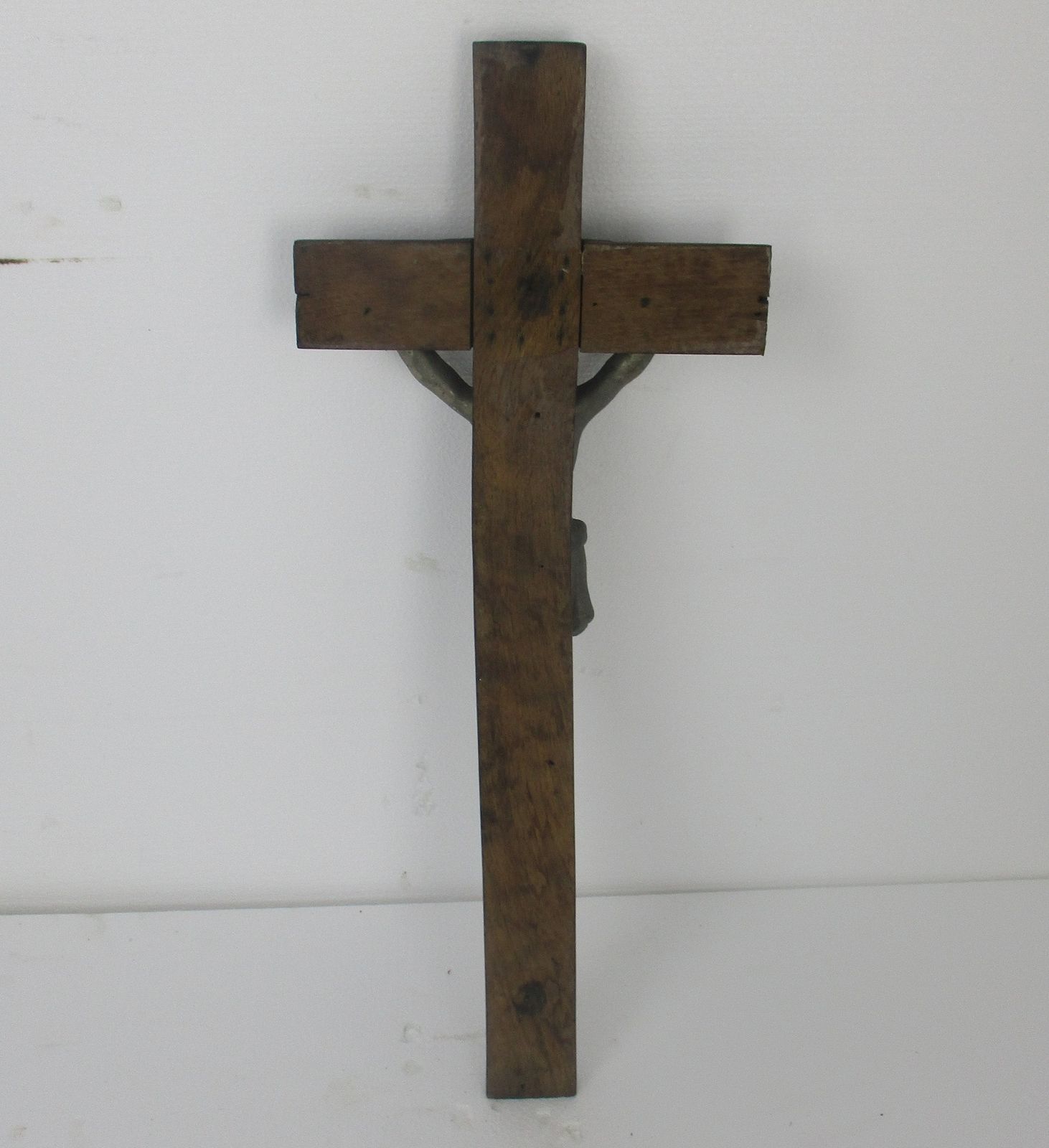 Large Wall Hanging Hand Carved Wood Crucifix Cross Jesus Christ Faux Brass Spelt photo buy