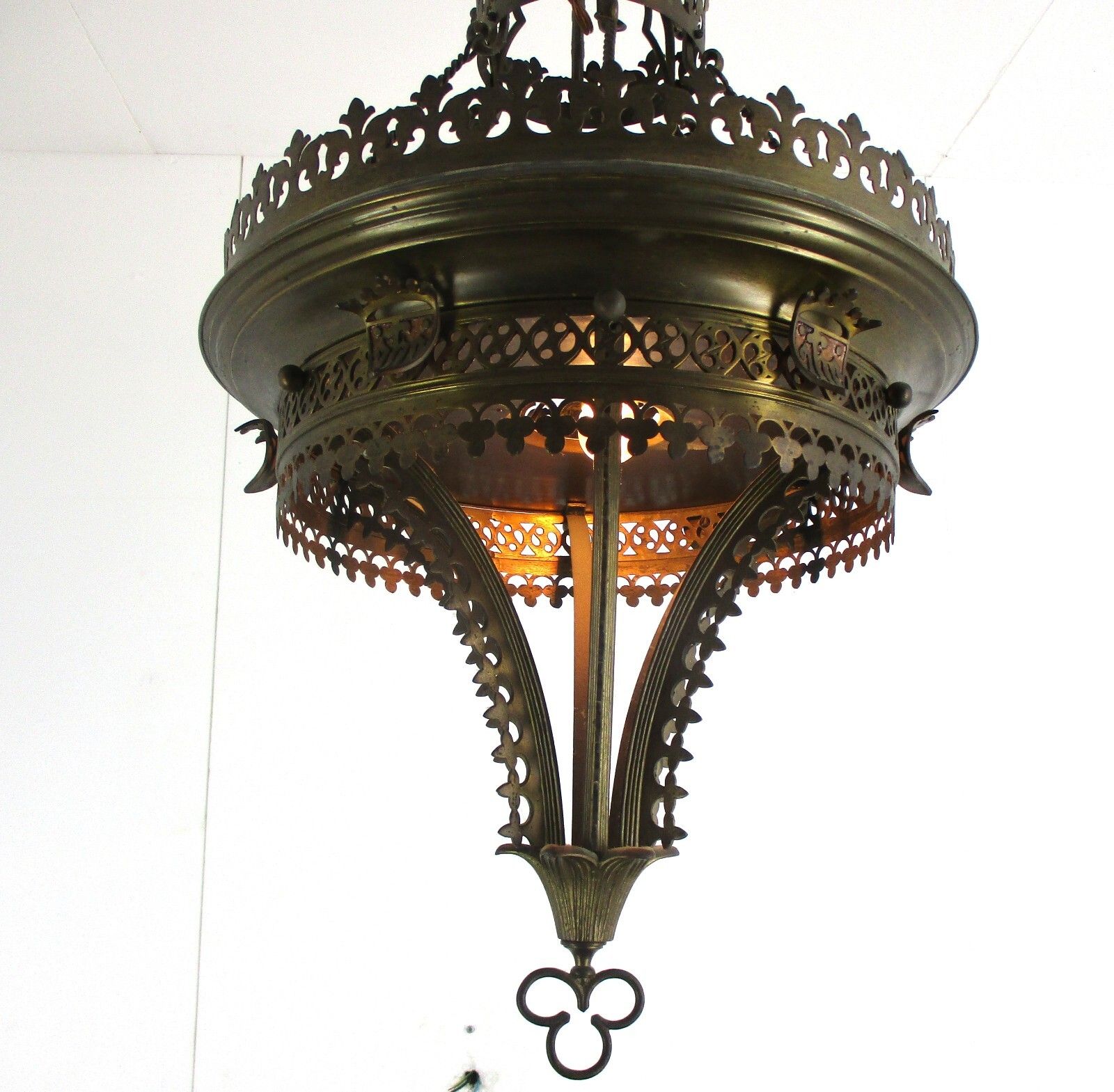 Gothic Ornate Brass Bronze 1 Light Chandelier Revival Empire Antique  Wow photo Lighting