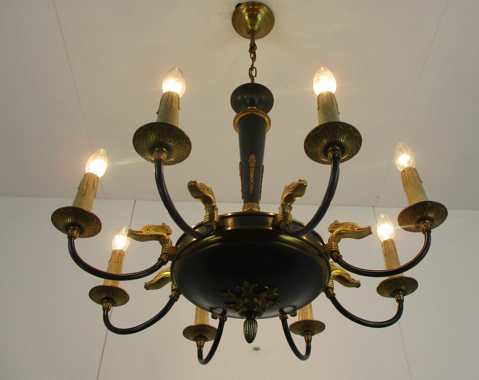 8 Arms Lights Pan Chandelier Revival French  Empire Vintage  Bronze Brass Ducks photo 853.0