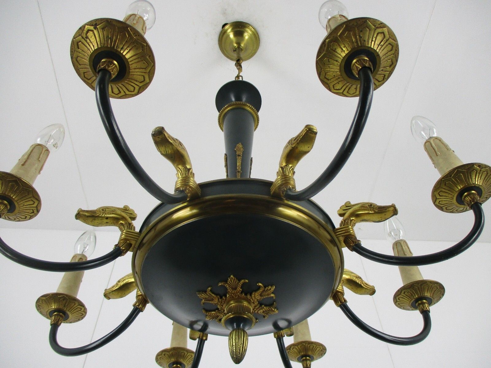 8 Arms Lights Pan Chandelier Revival French  Empire Vintage  Bronze Brass Ducks photo vintage
