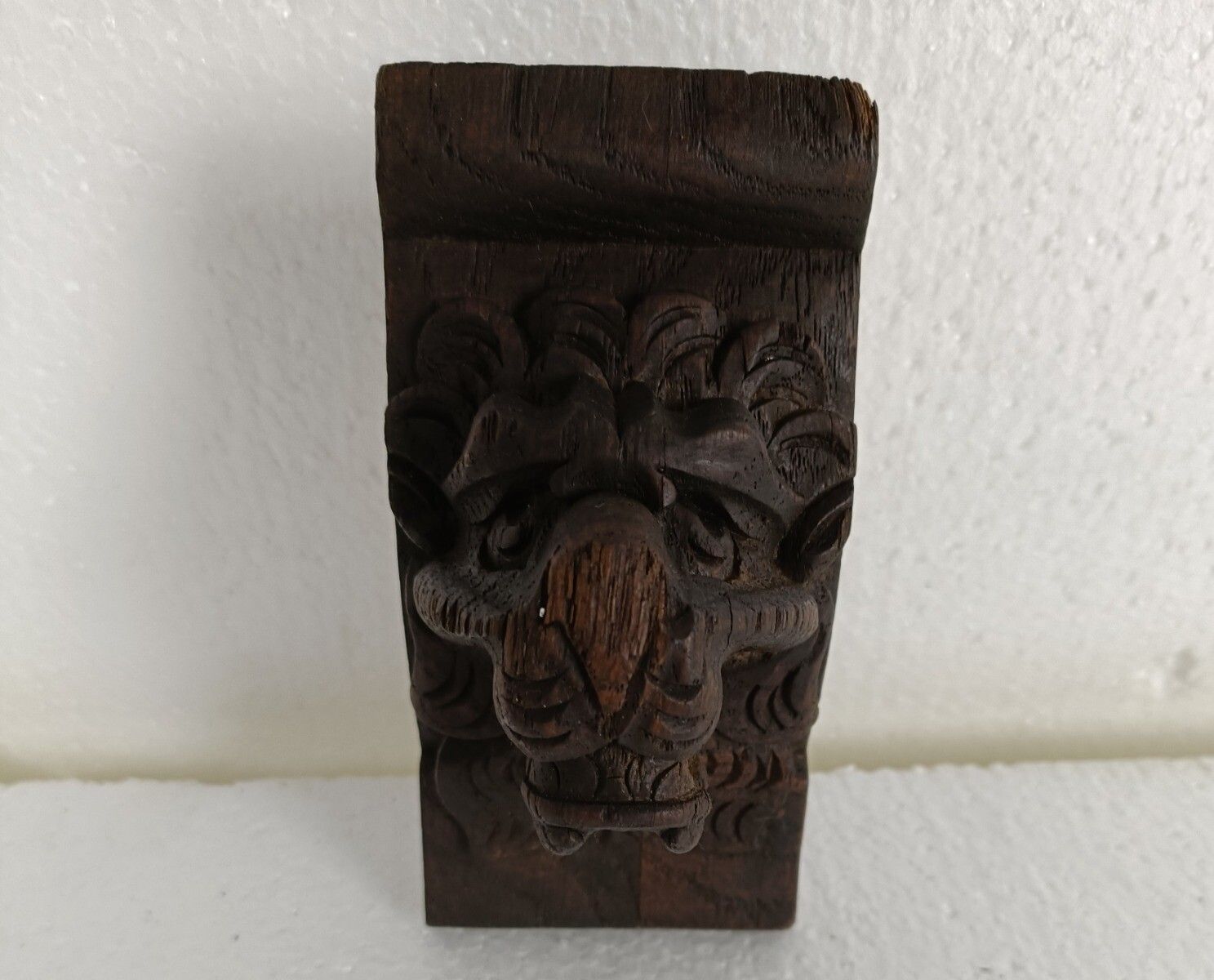 Antique Corbel Hand Carved Wood Architectural Reclaimed Lion Head Trim Salvaged photo 61.0