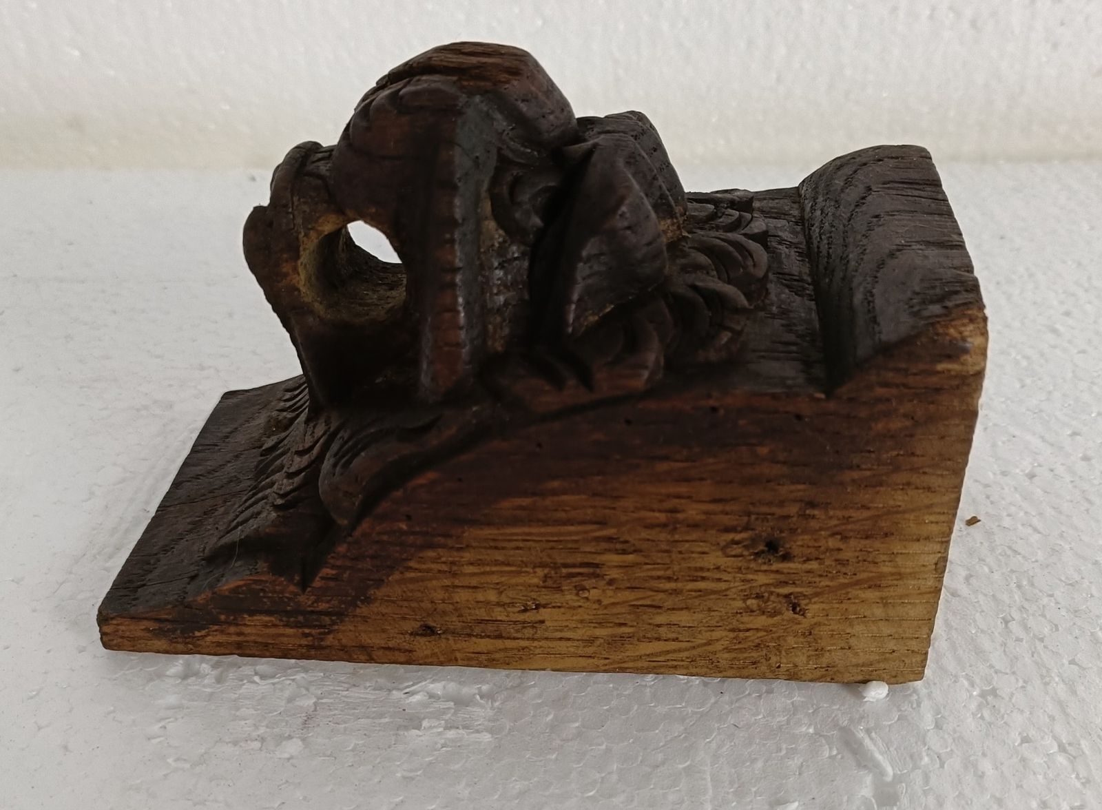 Antique Corbel Hand Carved Wood Architectural Reclaimed Lion Head Trim Salvaged photo buy
