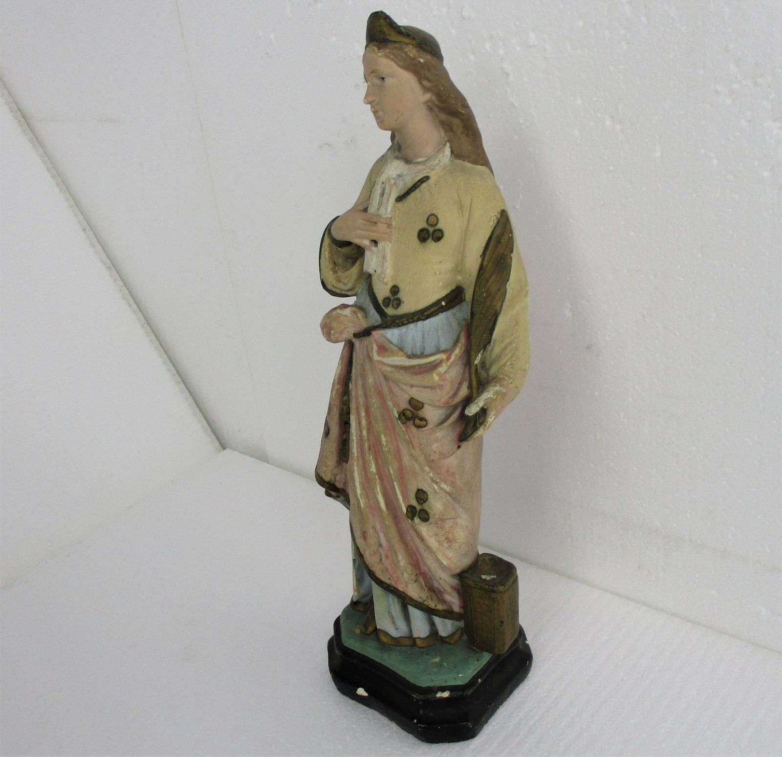 Vintage Statue Saint St Barbara Of Nicomedië Tower Patron Of Firemen Plaster Ht photo furniture