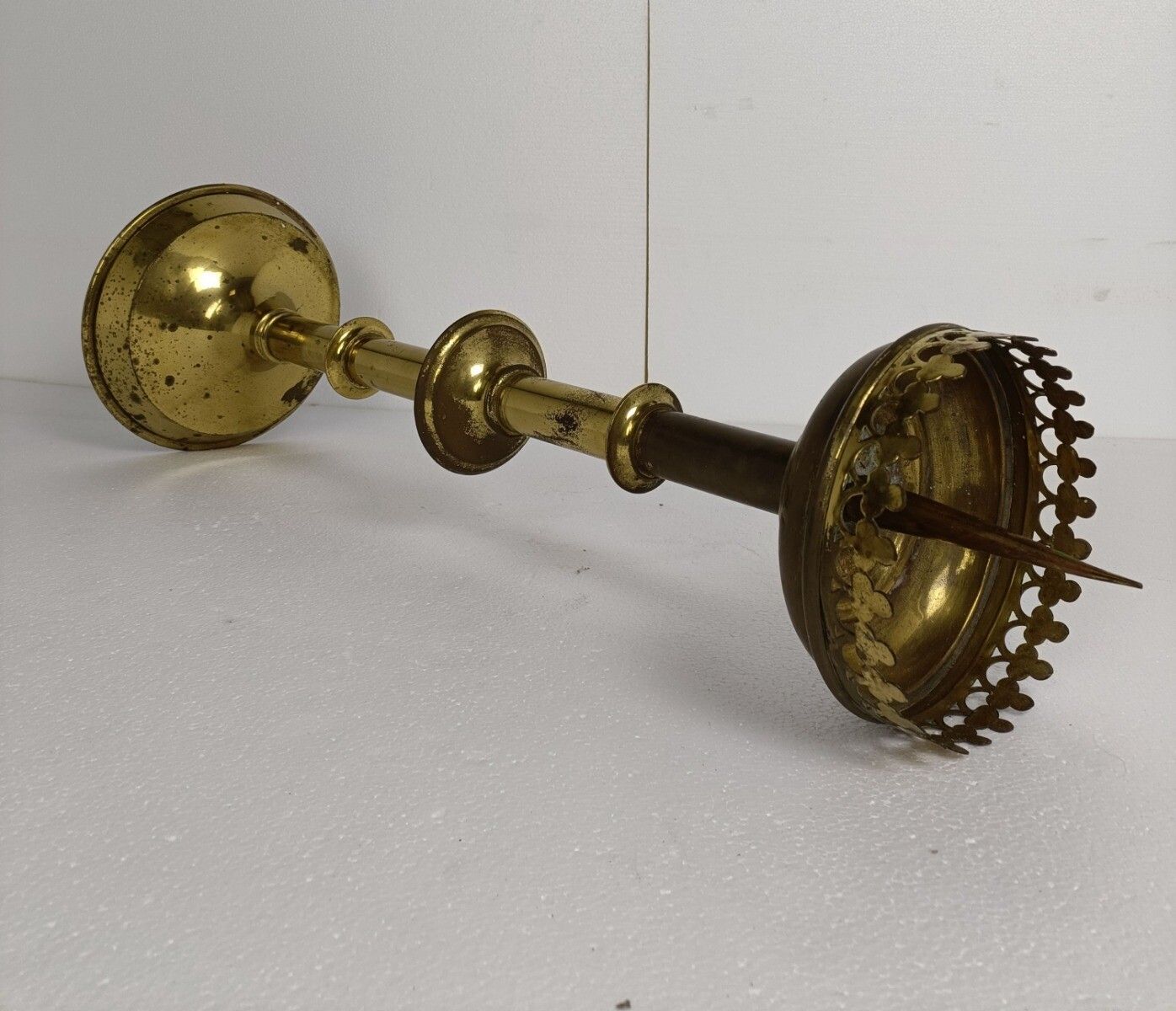 Antique Candle Holder Candle Stick Church  Chapel Altar Monastery Brass Gothic B photo vintage