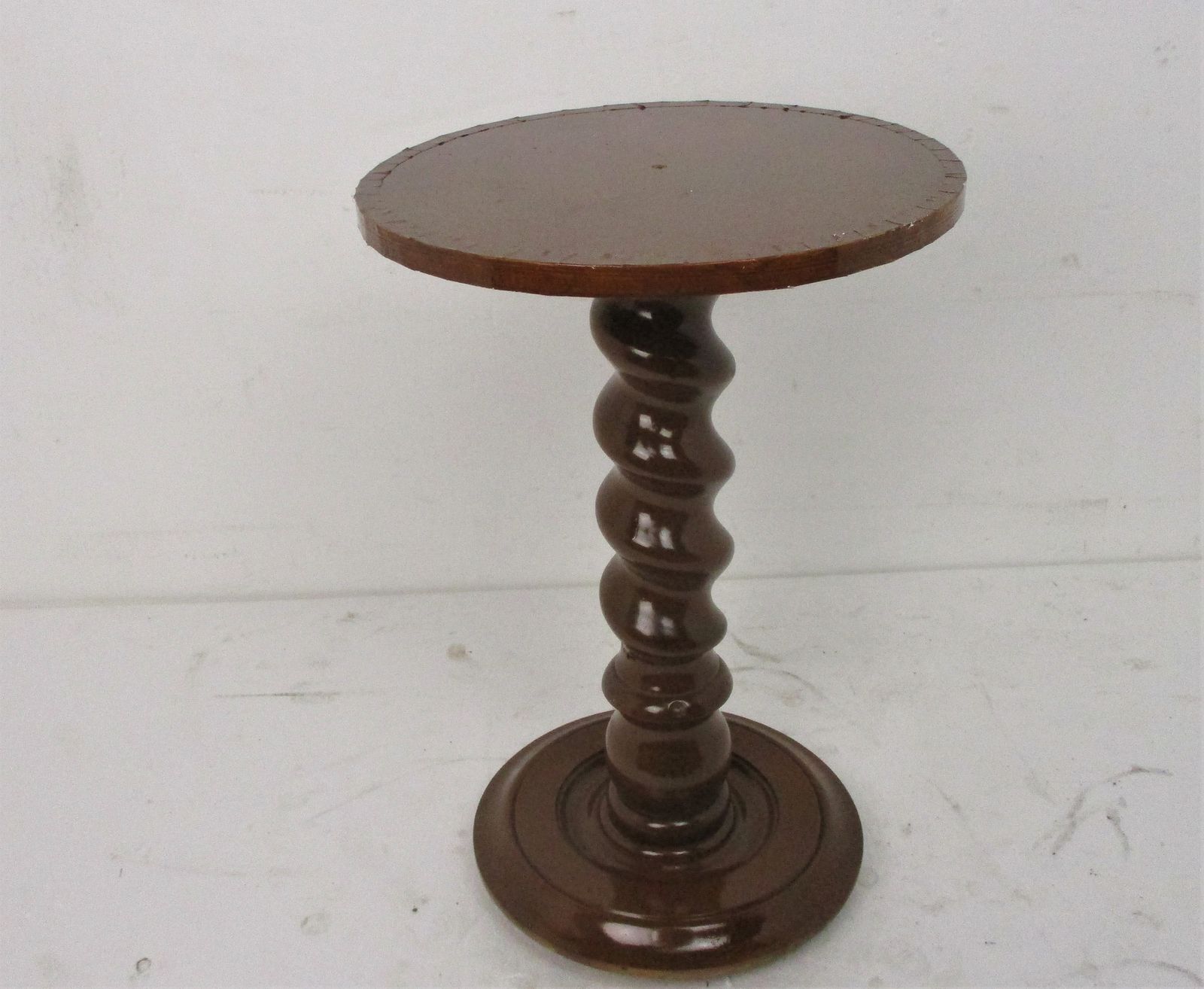 Large Hand Carved Wood Barley Twist Pedestal Display Side Table Plant Stand 24.0 photo furniture