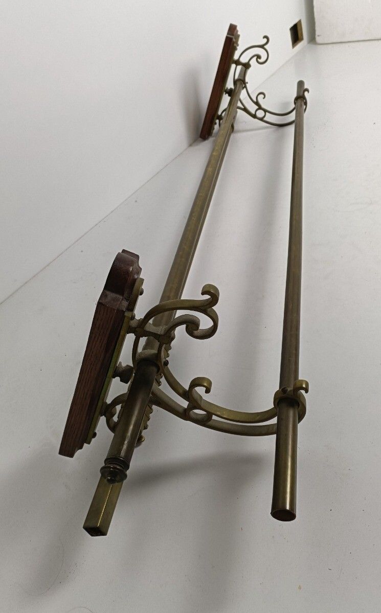 Stunning Vintage Modernist Brass Railroad Industrial Coat Rack photo vintage