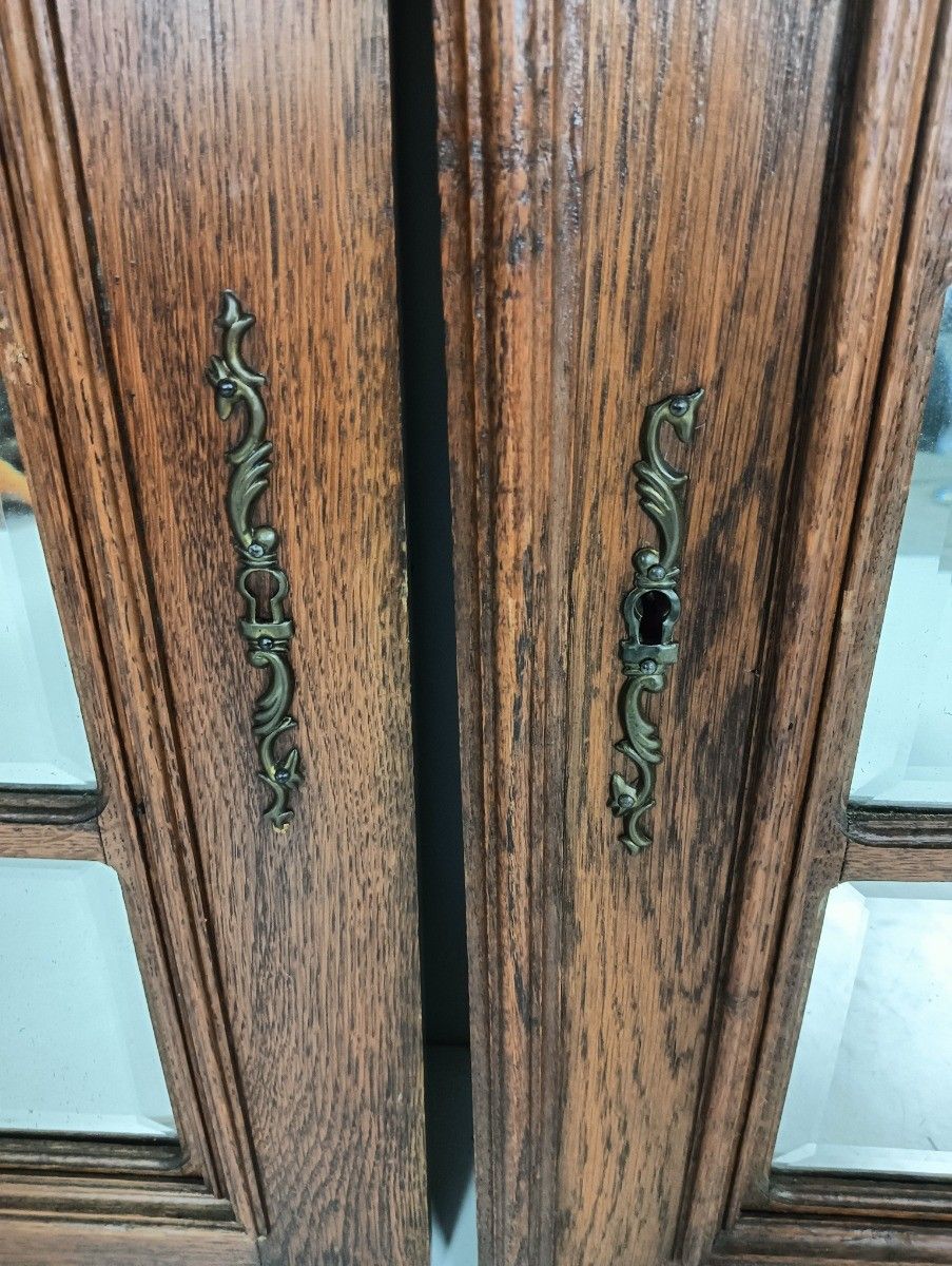 Gorgeous Large Hand Carved Wooden Door Panels Beveled Clear Glass Pair Antique R photo 182.0
