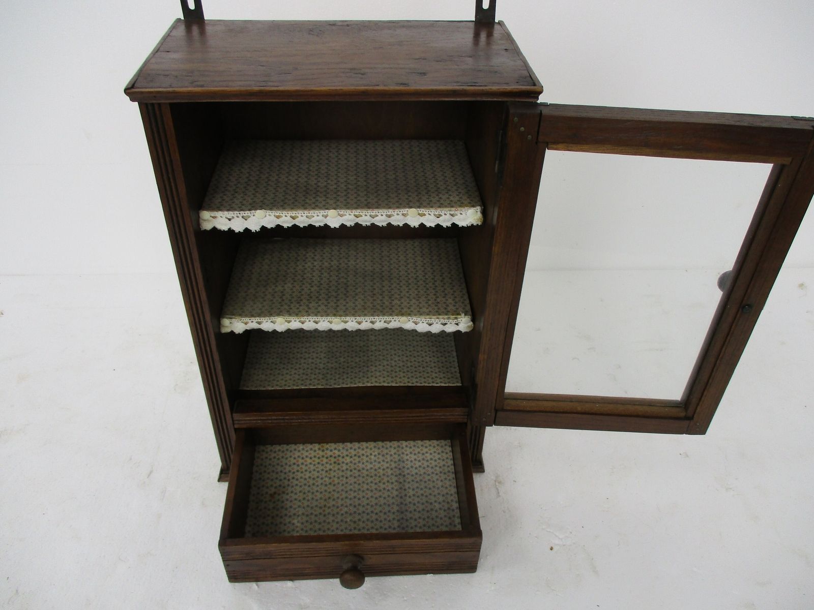 Vintage Kitchen Apothecary Bathroom Wall Cabinet Display Glass Door Lovely Oak photo buy
