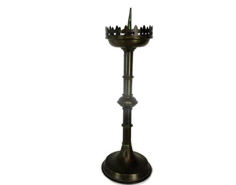 Large Antique Candle Holder Candlestick Church Altar Monastery Brass