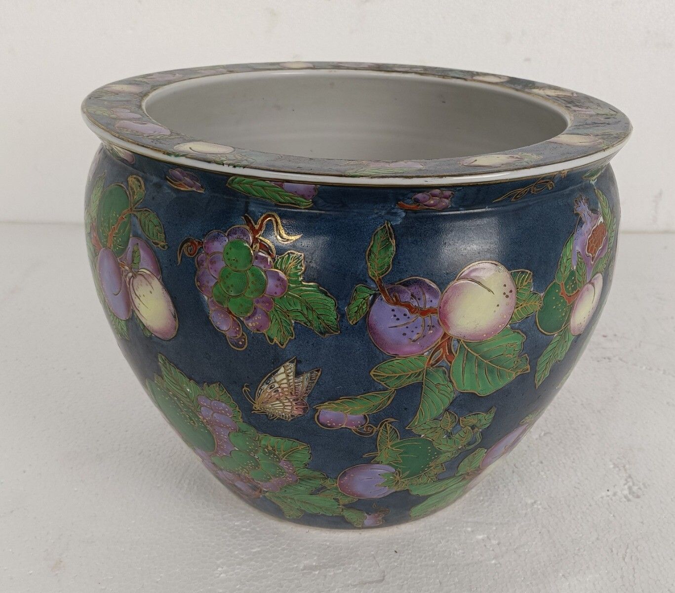 L Vintage Chinese Porcelain Koi Fish Bowl Planter Vase Cachepot Flowers Gorgeous photo 303.0
