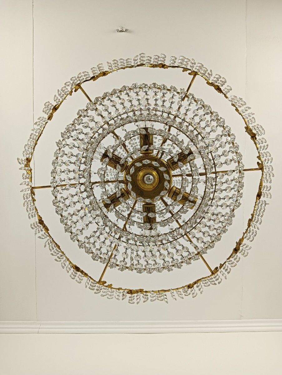 Stunning French Chandelier Bag Wedding Bronze Doré Crystal 9 Lights Ornate Vint photo Lighting