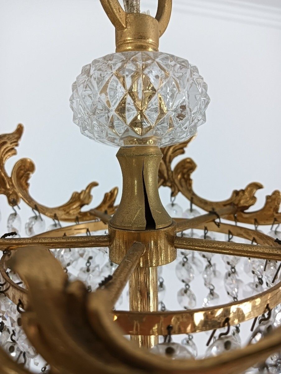 Stunning French Chandelier Bag Wedding Bronze Doré Crystal 9 Lights Ornate Vint photo buy