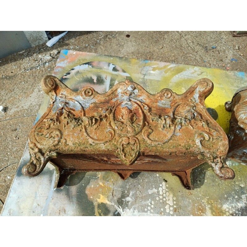 Garden Decor Pair Of Enamelled Cast Iron Planters From 1900 From Charleville Mézières photo