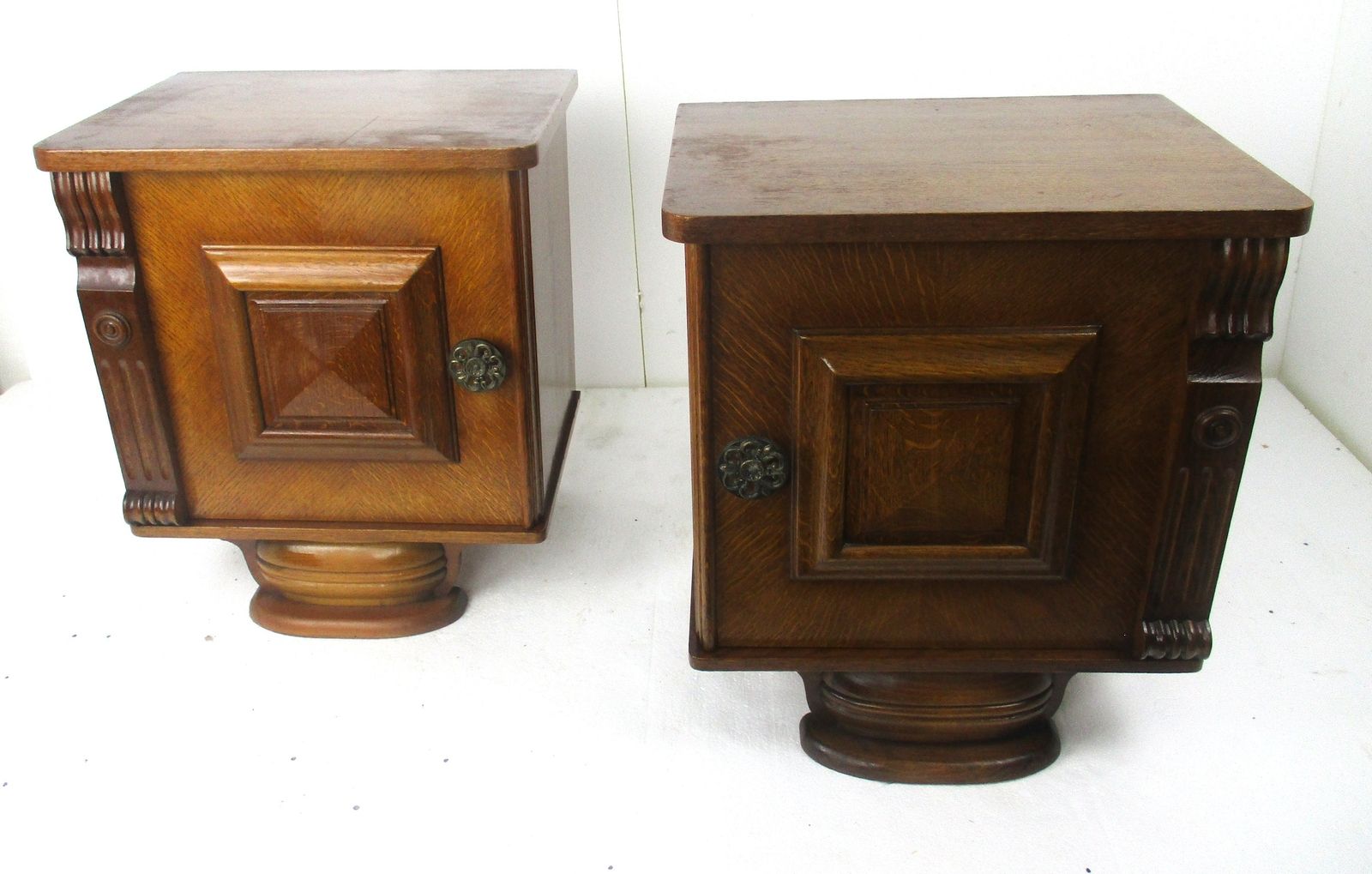 Pair Couple Antique  Nightstands End Tables Dresser 20s 30s Vanity Cabinets Funk photo furniture