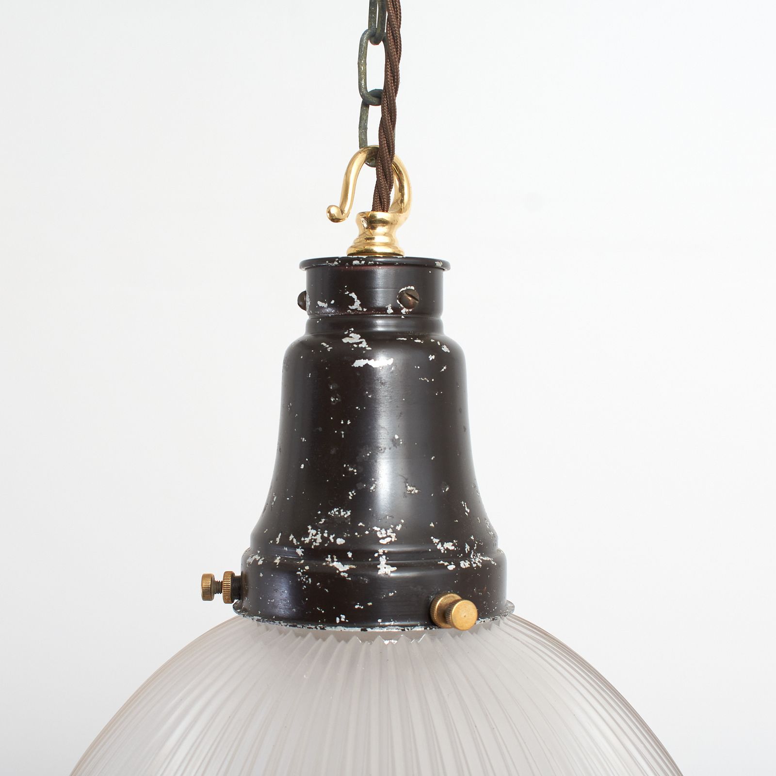 Antique Holophane 2 Part Reflector Pendant Light – C photo 482.0