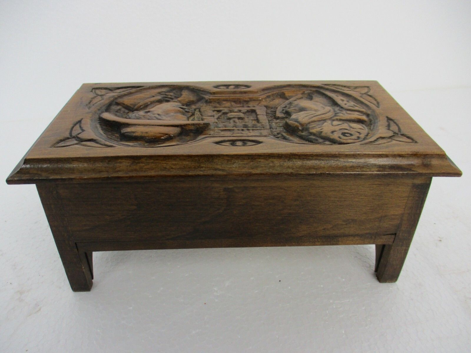 Breton Hand Carved Wooden Music Box Souvenir Beautiful photo 140.0
